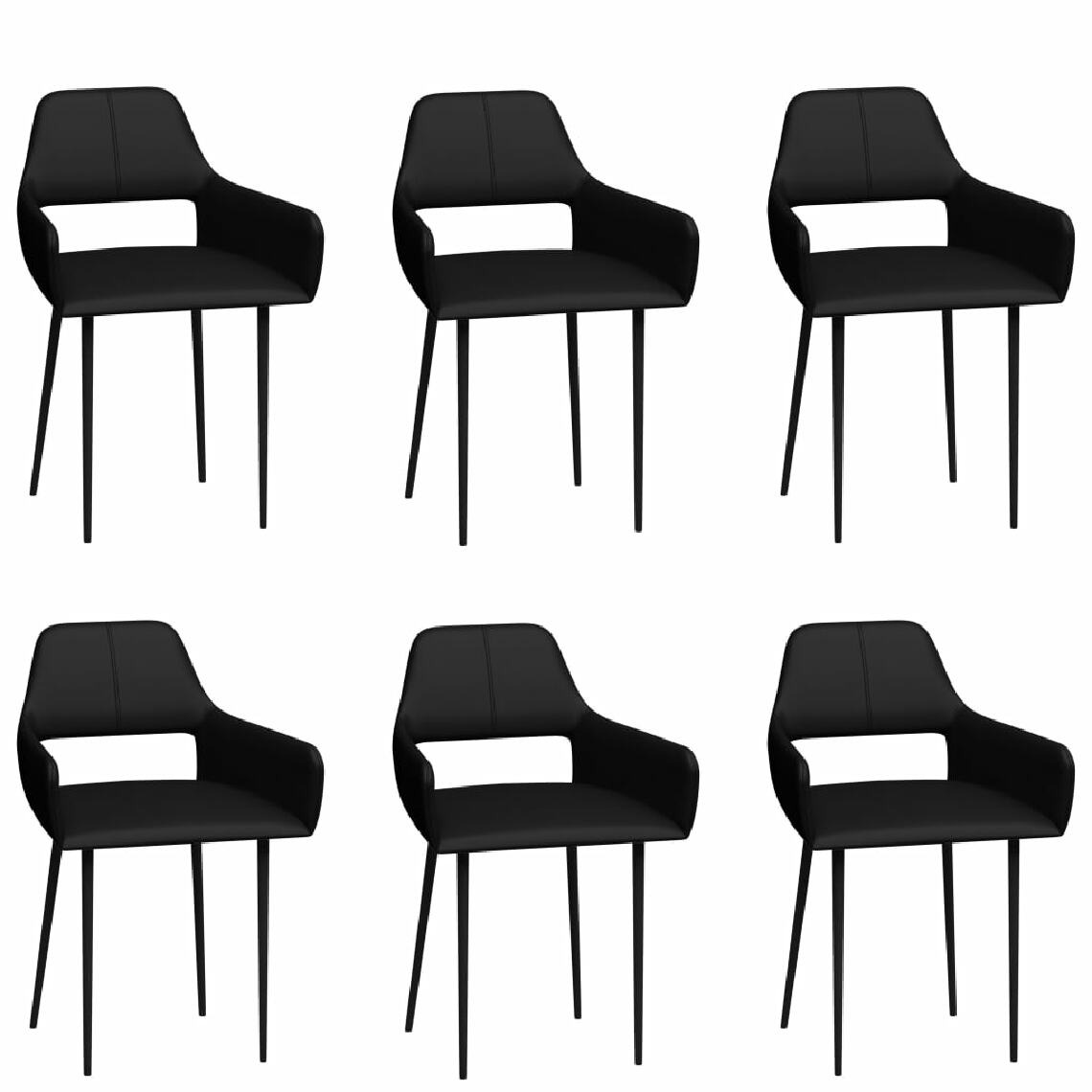 Chunhelife - Chunhelife Chaises de salle à manger 6 pcs Noir Similicuir - Chaises