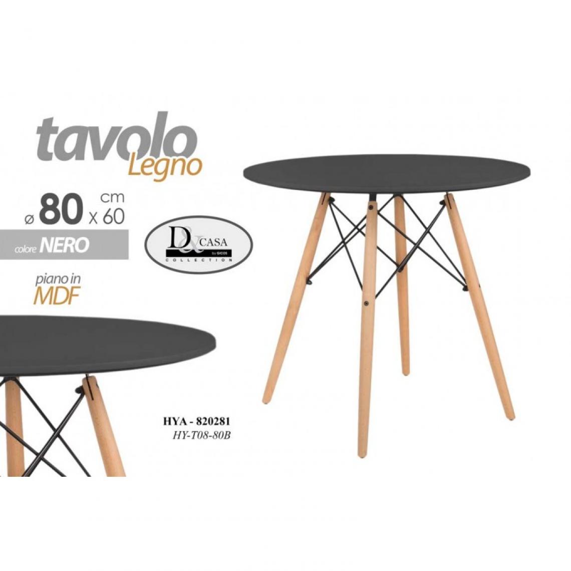 Webmarketpoint - Table ronde noire industrielle urbaine moderne 80 cm - Tables à manger