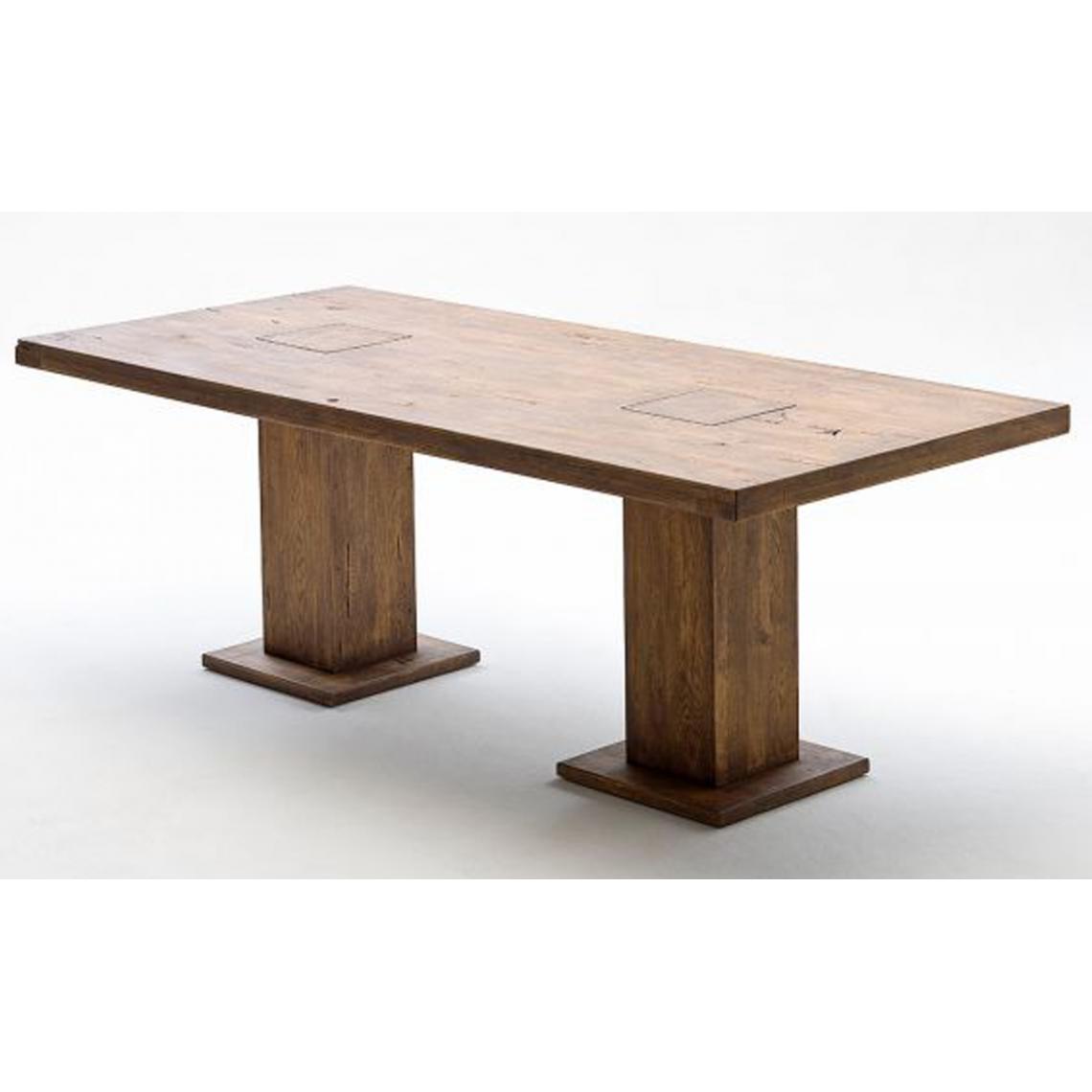 Pegane - Table à manger en chêne massif laqué Bassano avec 2 colonnes - L.260 x H.76 x P.100 cm -PEGANE- - Tables à manger