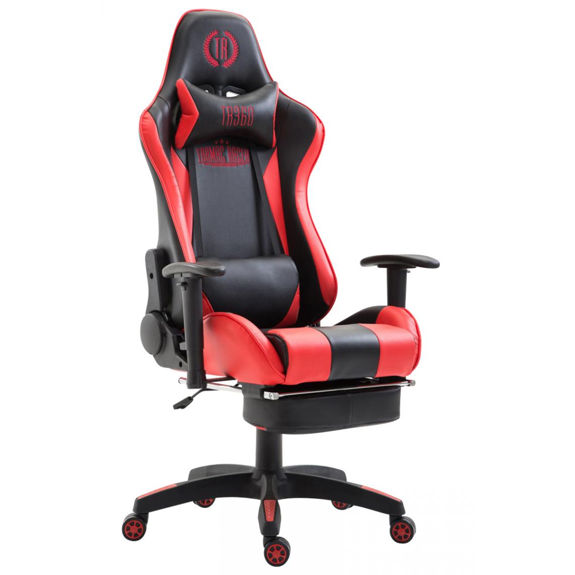 Icaverne - Superbe Chaise de bureau gamme Palikir simili cuir avec repose-pieds couleur noir rouge - Chaises
