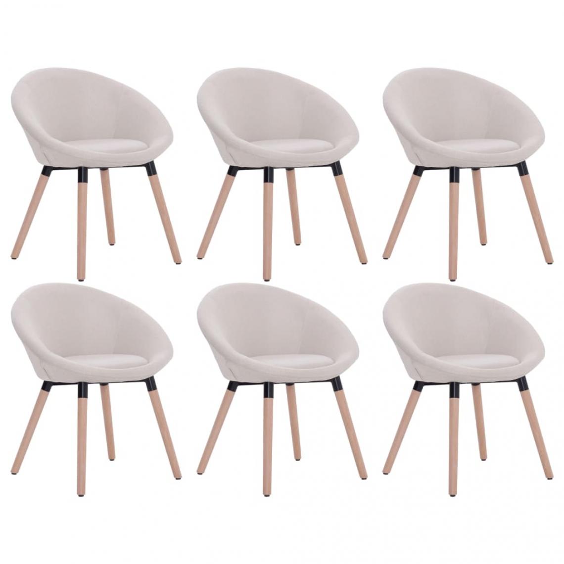 Decoshop26 - Lot de 6 chaises de salle à manger cuisine de salle à manger design contemporain tissu crème CDS022389 - Chaises