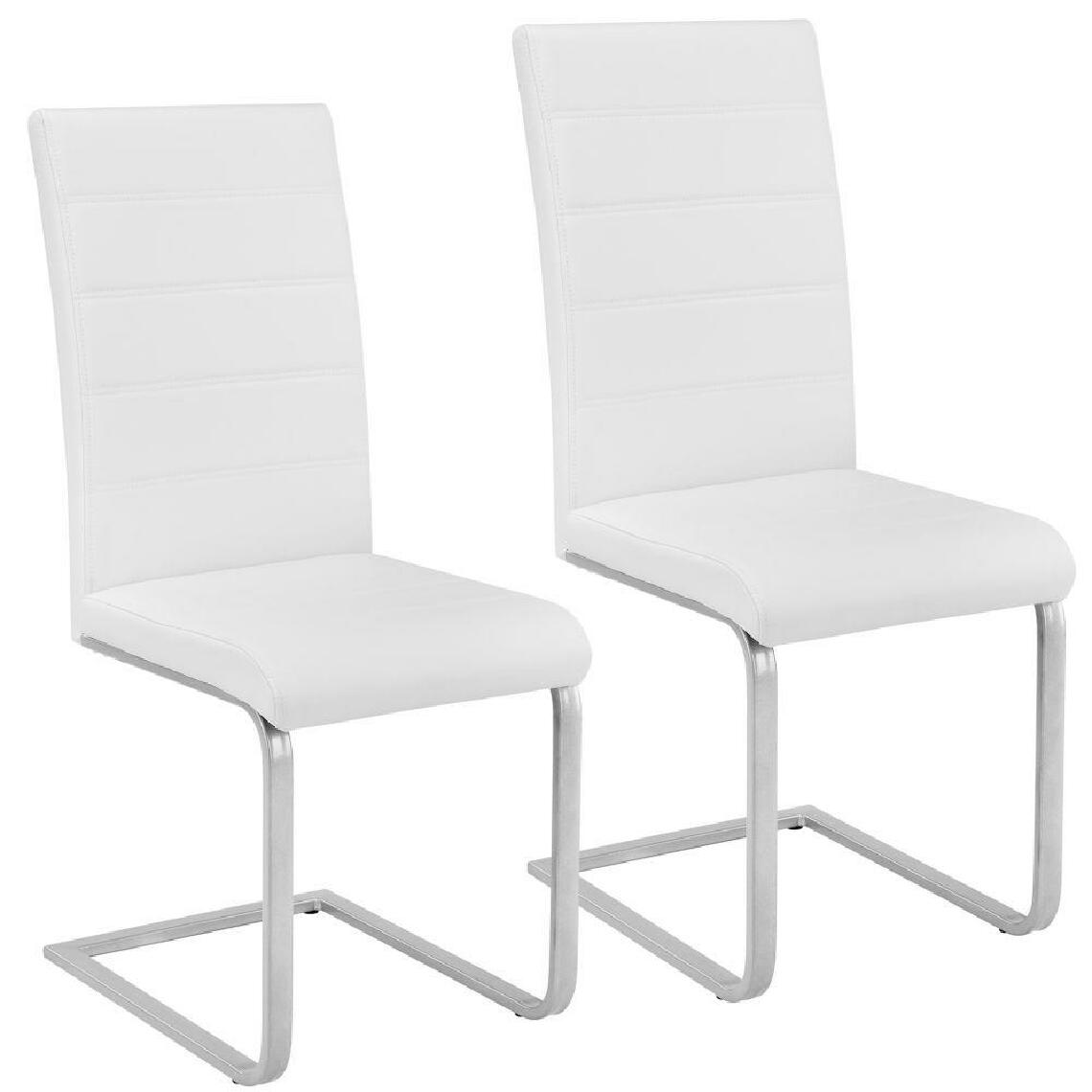 Helloshop26 - Lot de 2 chaises de salle à manger salon cuisine design blanc 1908013 - Chaises