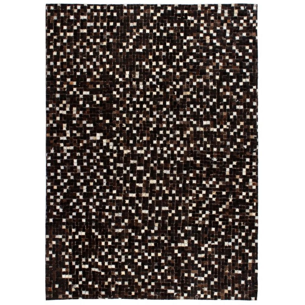 marque generique - Distingué Décorations ensemble Vientiane Tapis Cuir véritable Patchwork 160 x 230 cm Carré Noir/Blanc - Tapis