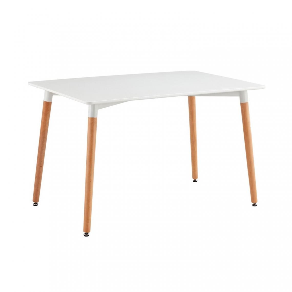 Pegane - Table à manger en bois Blanc et pieds coloris chêne - Profondeur 80 x Longueur 120 x Hauteur 74 cm - Tables à manger