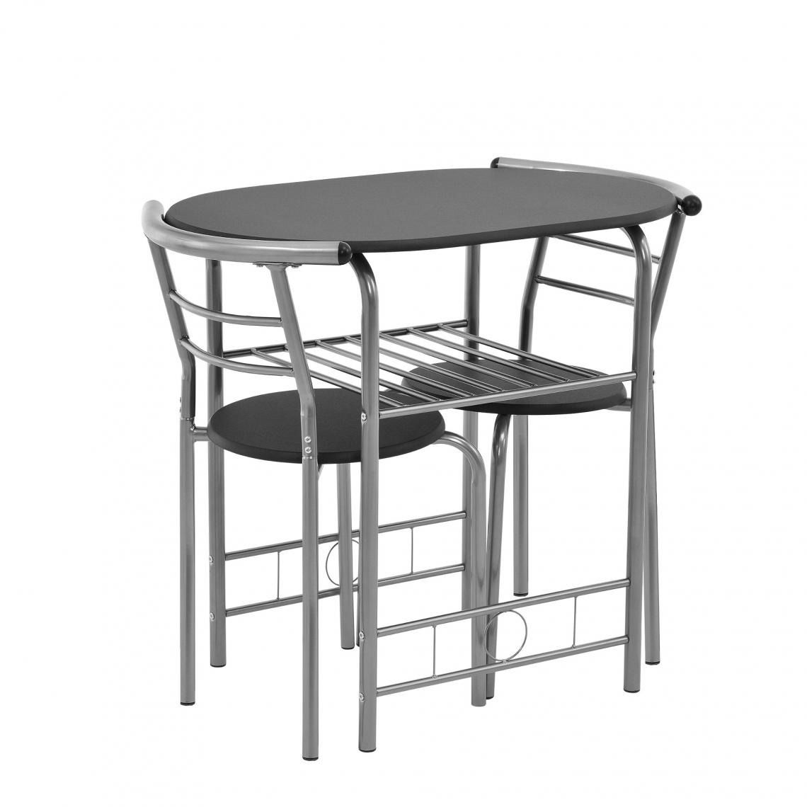 Helloshop26 - Set de salle à manger table avec 2 chaises set de bistro 80 cm noir et argent 03_0003746 - Tables à manger