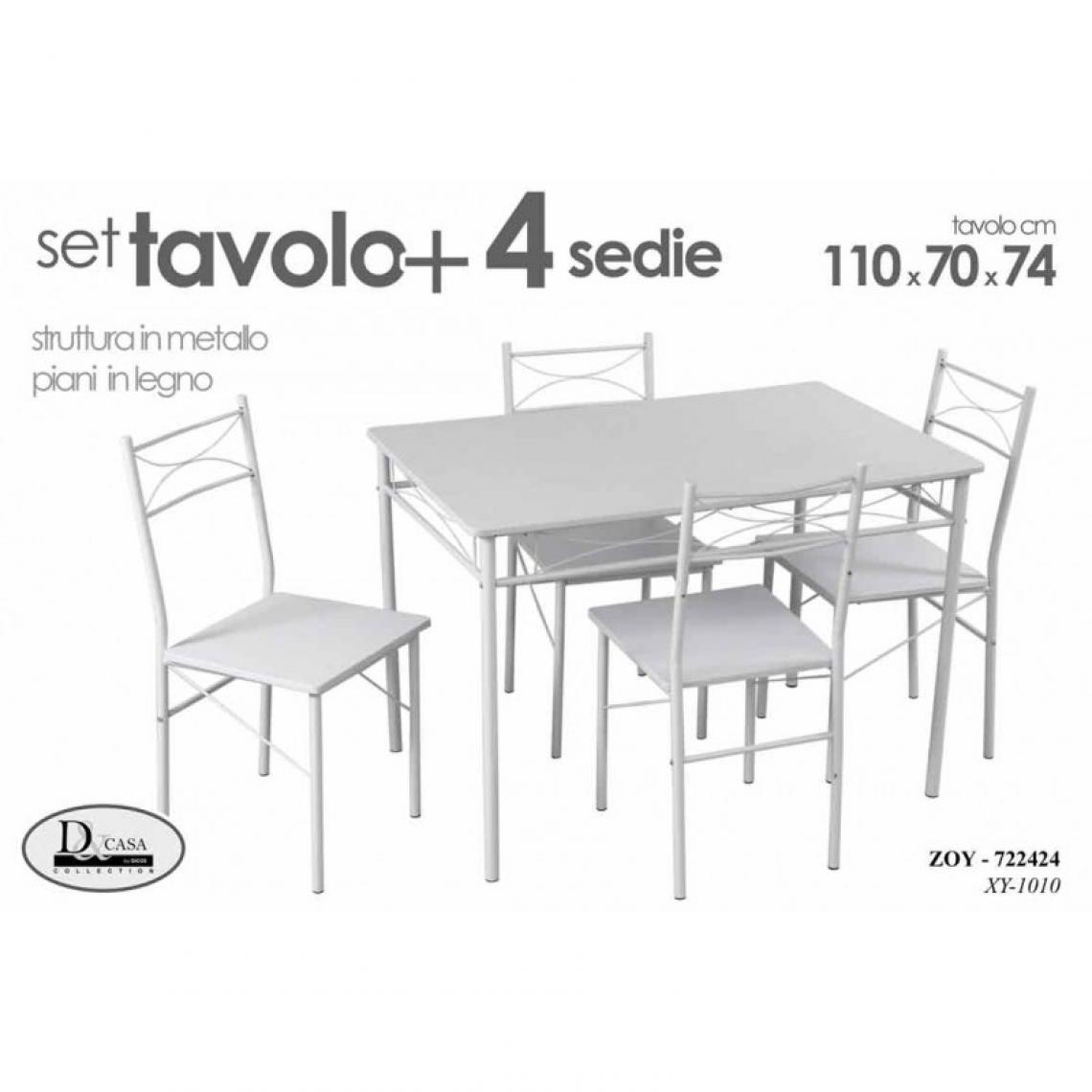 Webmarketpoint - Ensemble table de salon avec 4 chaises 110 x 70 x 74 h blanc - Tables à manger