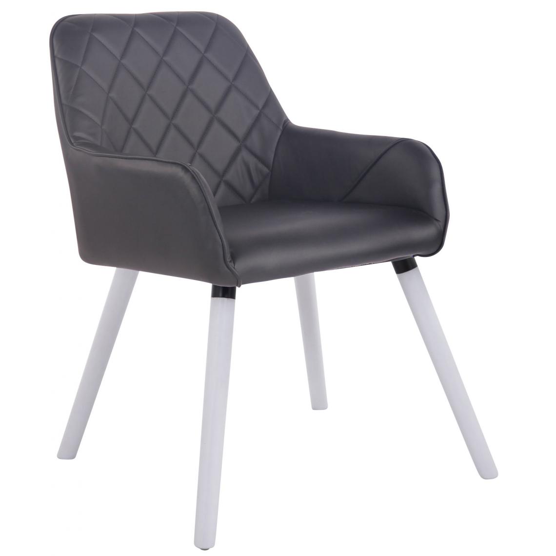 Icaverne - Superbe Chaise de salle à manger reference Vientiane cuir synthétique blanc couleur noir - Chaises