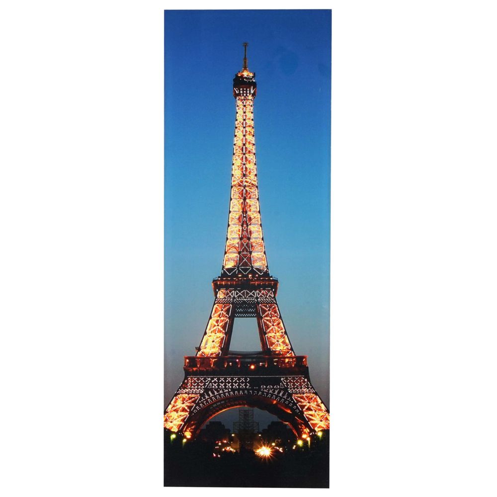 Mendler - Toile de décoration murale LED tableau illuminé avec minuterie ~ 100x35cm, motif Tour Eiffel - Tableaux, peintures