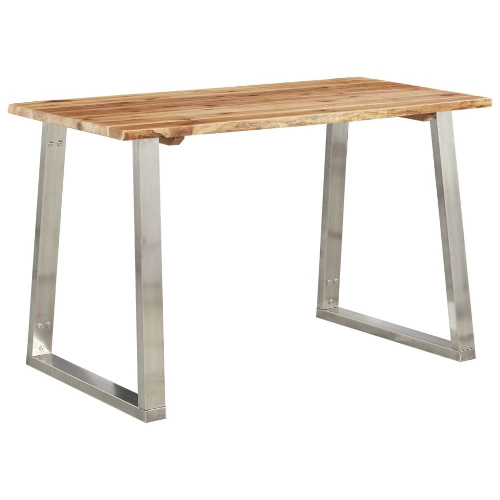marque generique - Chic Tables reference Helsinki Table à dîner 120x65x75 cm Bois d'acacia et acier inoxydable - Tables à manger