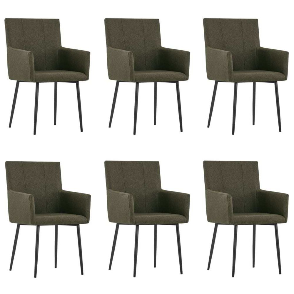 marque generique - Esthetique Fauteuils et chaises collection Ottawa Chaises de salle à manger avec accoudoirs 6 pcs Marron Tissu - Chaises