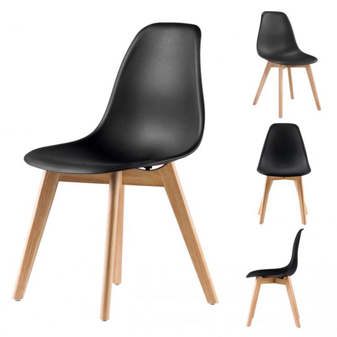 Hucoco - MSTORE - Lot de 4 chaises style moderne salon/chambre - 65x52x52 - Pieds en bois - Noir - Chaises