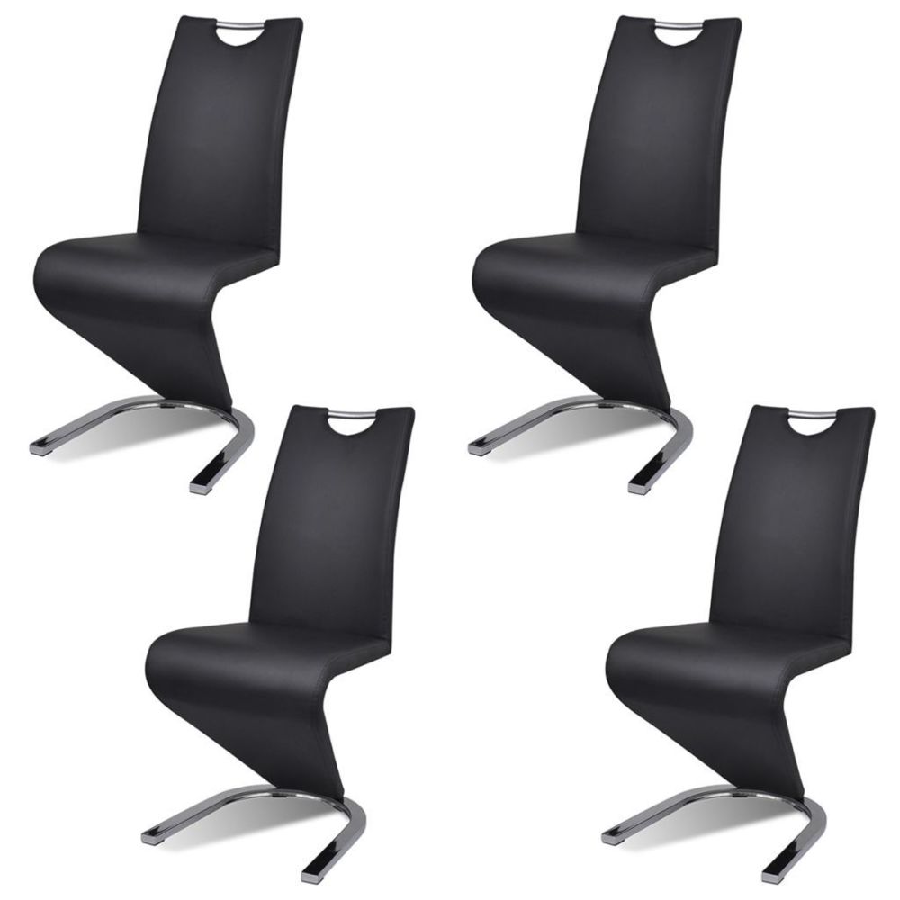 marque generique - Icaverne - Chaises de cuisine et de salle à manger serie Chaise de salle à manger 4pcs Cantilever Cuir synthétique Noir - Chaises