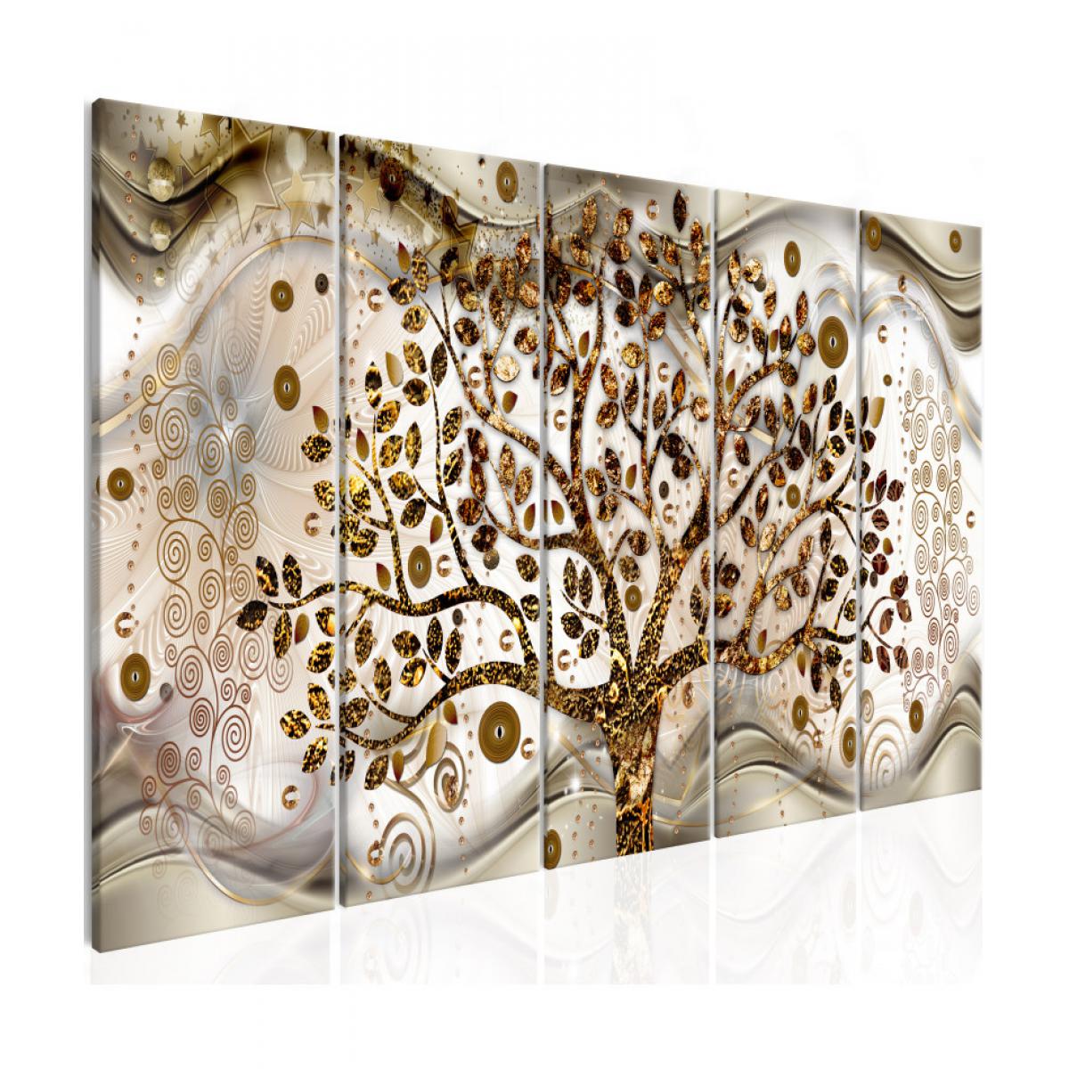 Artgeist - Tableau - Tree and Waves (5 Parts) Brown 225x90 - Tableaux, peintures