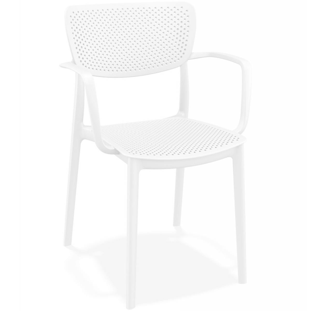 Alterego - Chaise perforée avec accoudoirs 'TORINA' en matière plastique blanche - Chaises