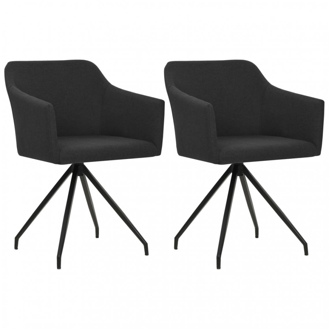 Icaverne - Superbe Fauteuils et chaises gamme Vatican Chaises pivotantes de salle à manger 2 pcs Noir Tissu - Chaises