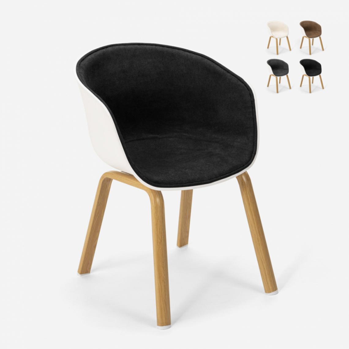 Ahd Amazing Home Design - Chaise design scandinave avec métal effet bois pour bar cuisines Bush, Couleur: Noir - Chaises