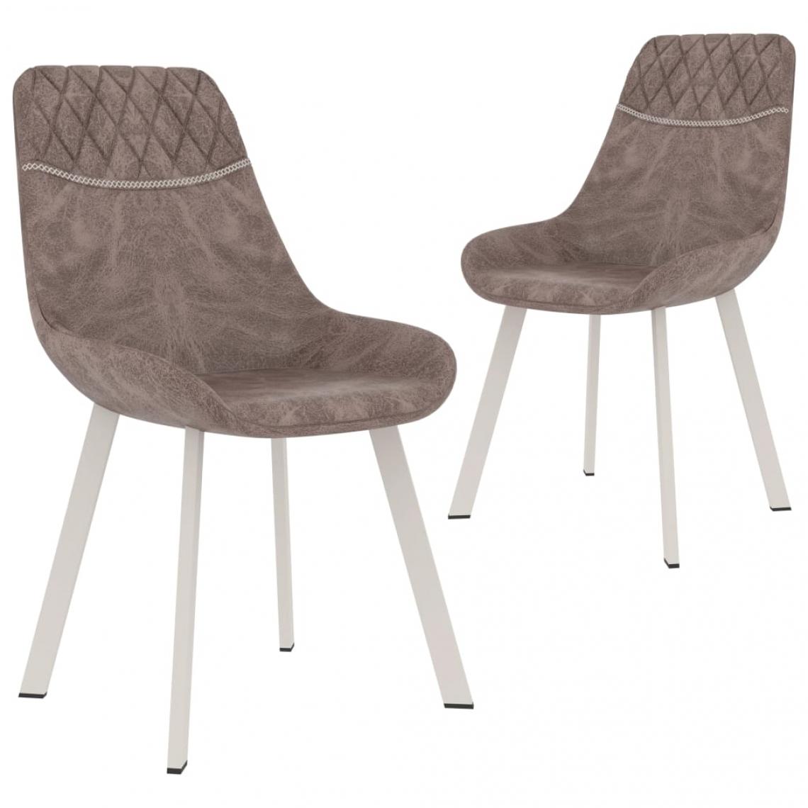 Decoshop26 - Lot de 2 chaises de salle à manger cuisine design moderne similicuir marron CDS020728 - Chaises