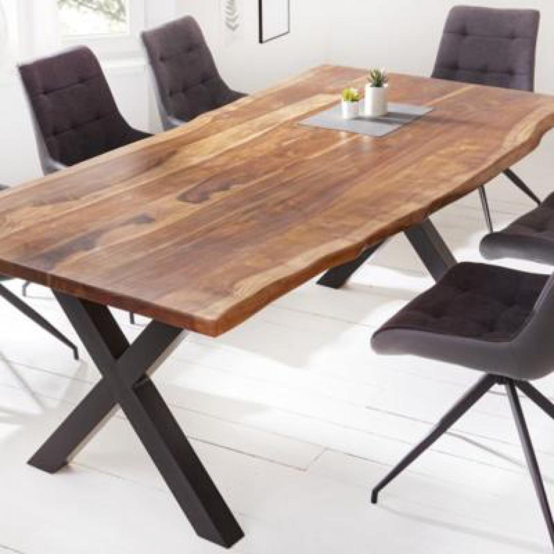 Nouvomeuble - Table 220 cm en bois et métal industrielle AMAZONE - Tables à manger