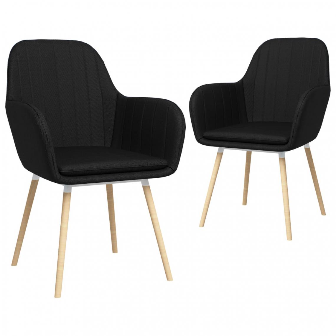 Icaverne - Stylé Fauteuils et chaises selection Mascate Chaises de salle à manger avec accoudoirs 2 pcs Noir Tissu - Chaises
