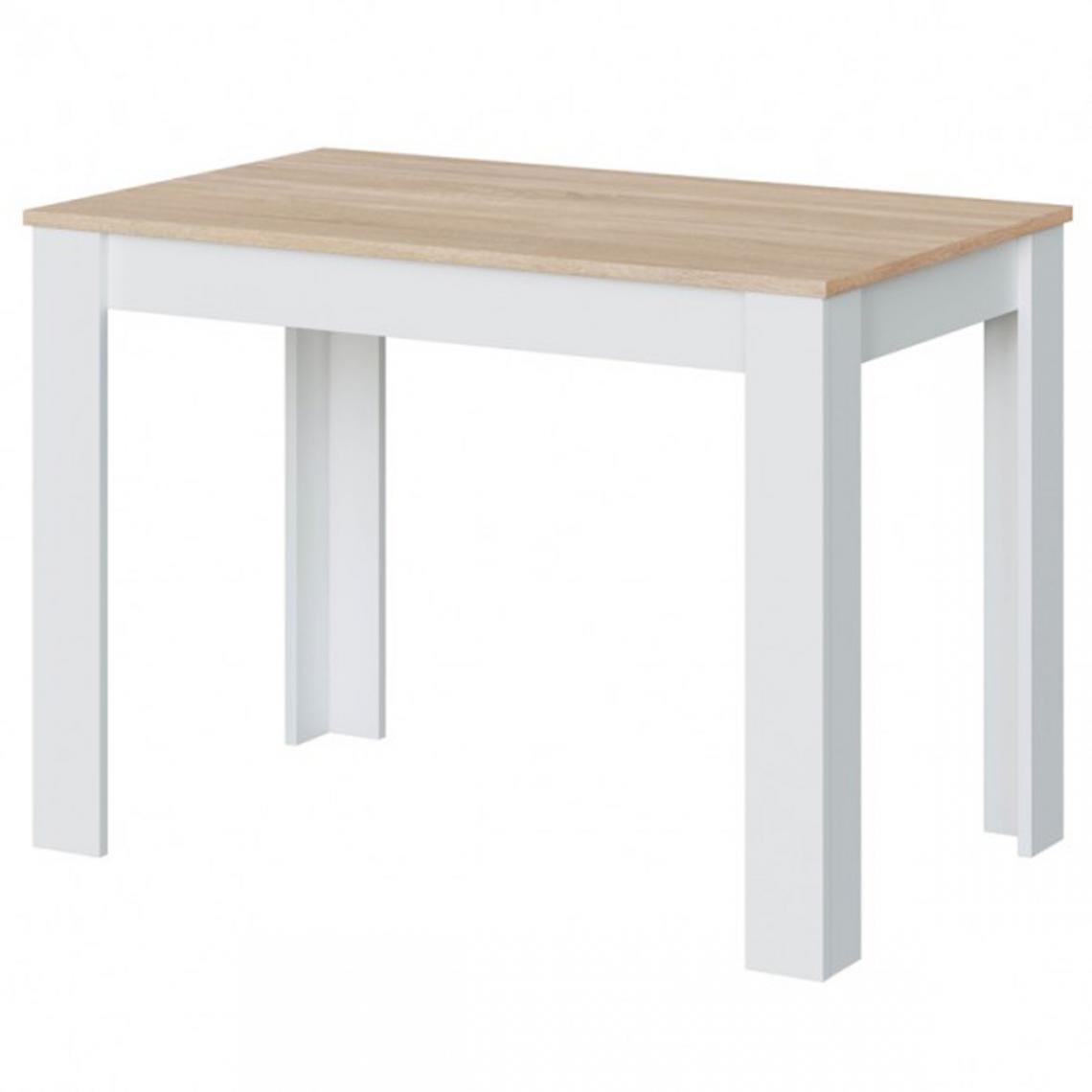 Pegane - Table auxiliaire fixe coloris chêne canadien / blanc artic -  Hauteur 78 x Longueur 109 x Profondeur 67 cm - Tables à manger
