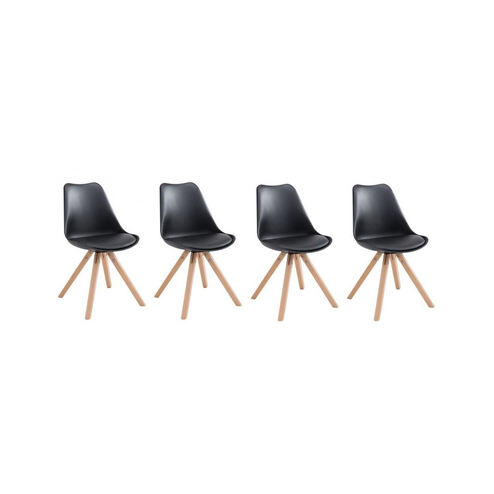 Decoshop26 - Lot de 4 chaises de salle à manger scandinave simili-cuir noir pieds bois CDS10120 - Chaises