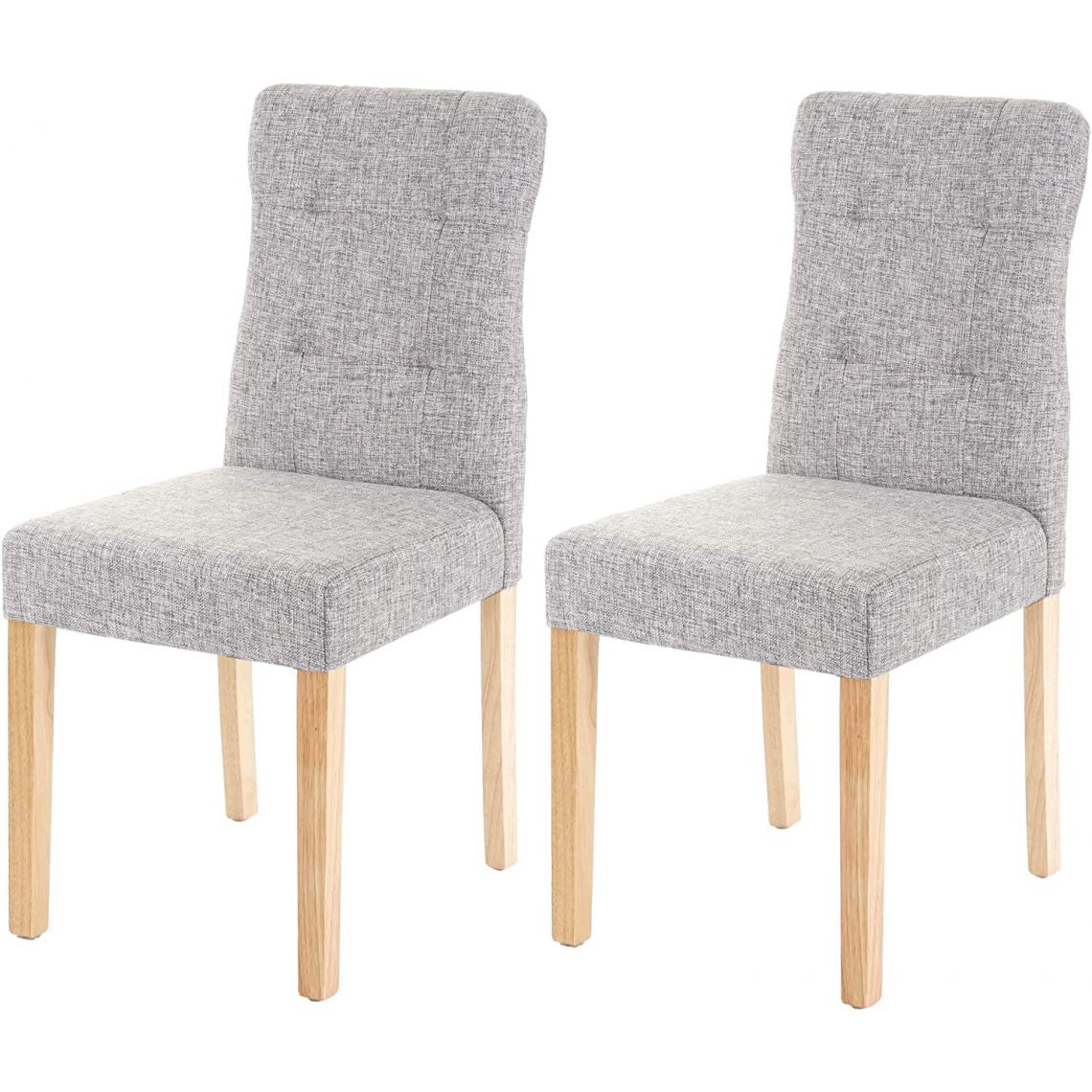 Decoshop26 - Lot de 2 chaises en tissu gris pieds en bois clair CDS04445 - Chaises