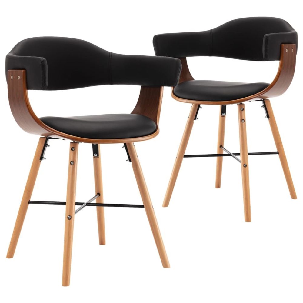 marque generique - Superbe Fauteuils et chaises ligne Manille Chaises de salle à manger 2 pcs Noir Similicuir et bois courbé - Chaises