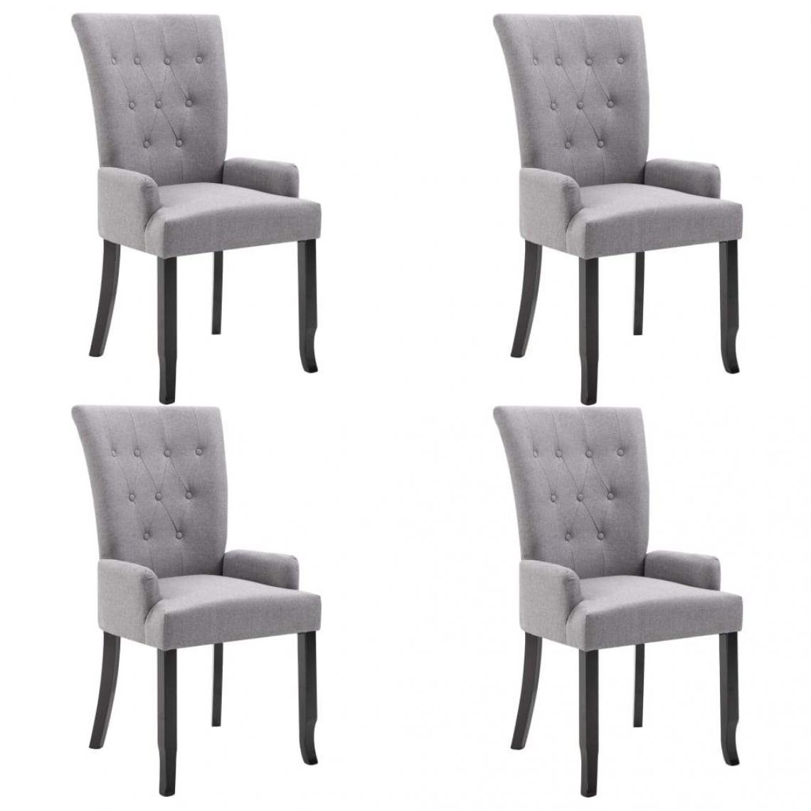 Decoshop26 - Lot de 4 chaises de salle à manger cuisine design classique tissu gris clair CDS022093 - Chaises