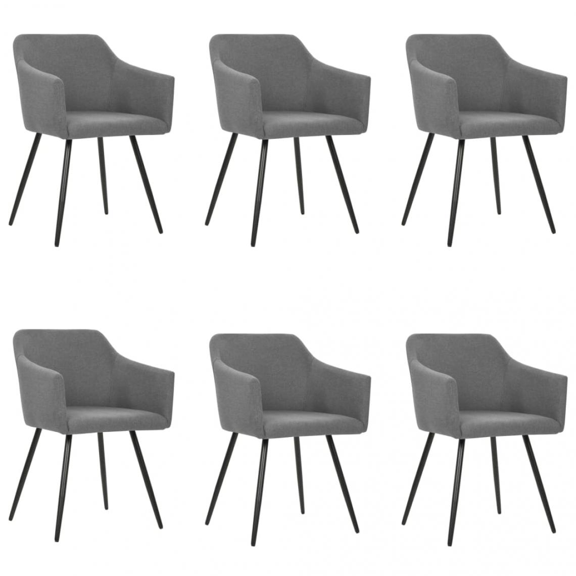 Decoshop26 - Lot de 6 chaises de salle à manger cuisine design classique en tissu gris clair CDS022414 - Chaises