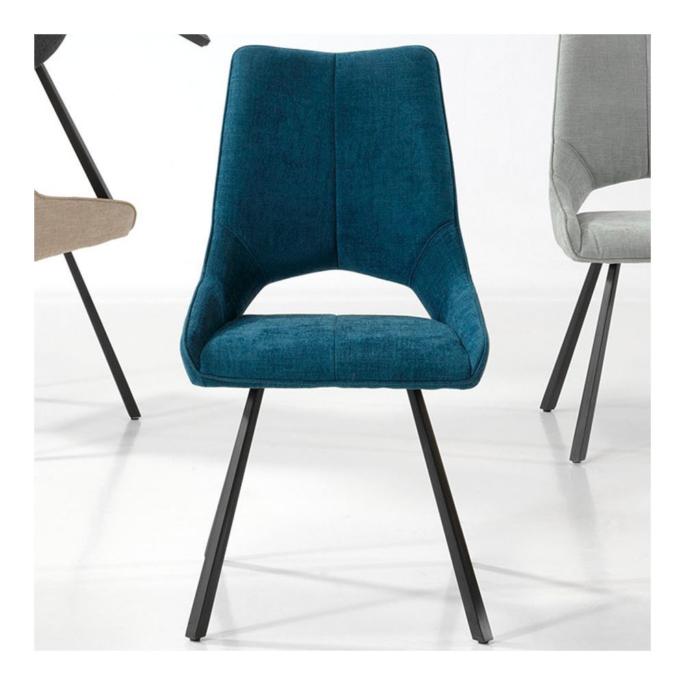 Nouvomeuble - Chaise bleue en tissu moderne GABI (lot de 2) - Chaises