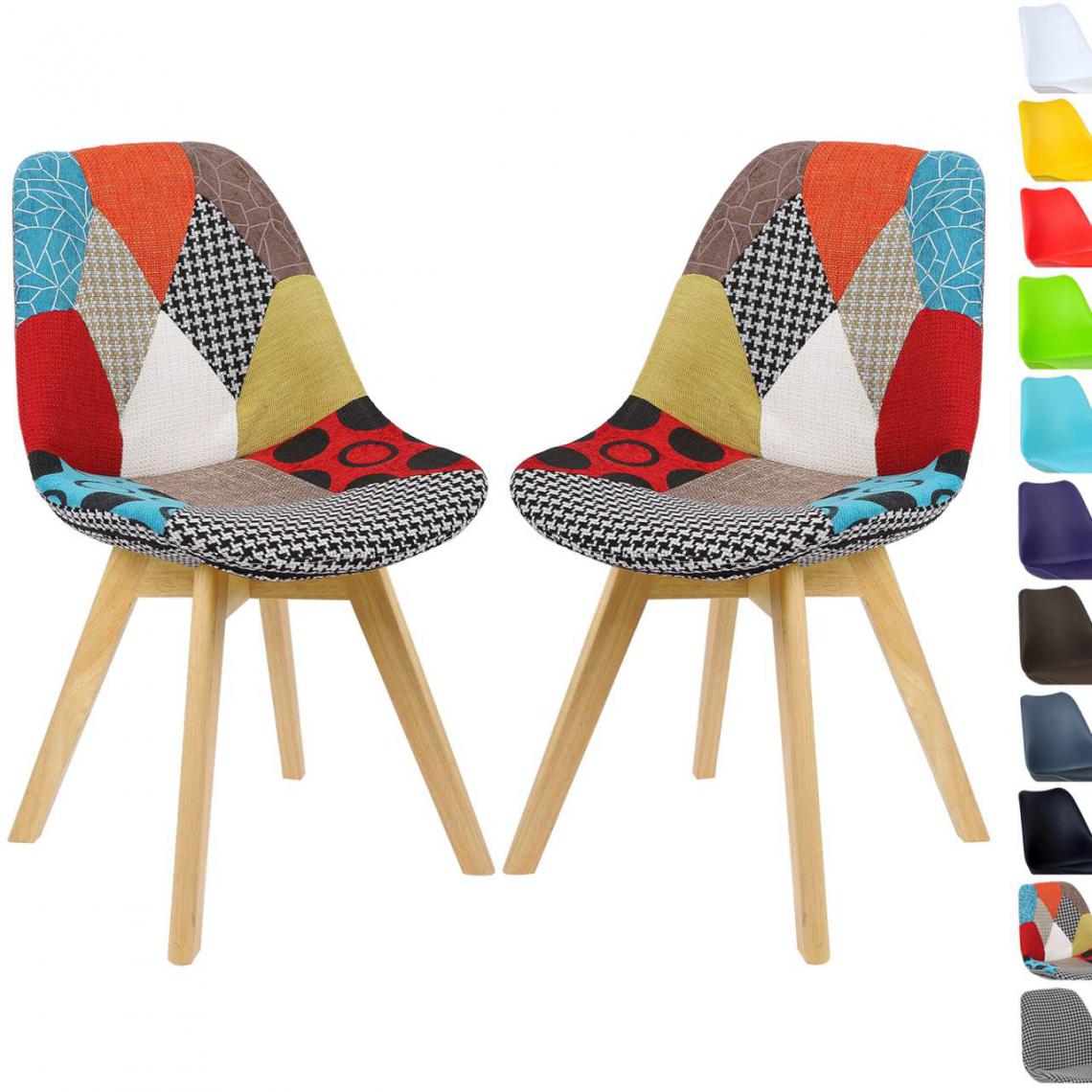 MercatoXL - Ensemble de 2 chaises en bois avec couverture lin modèle design - Tables à manger