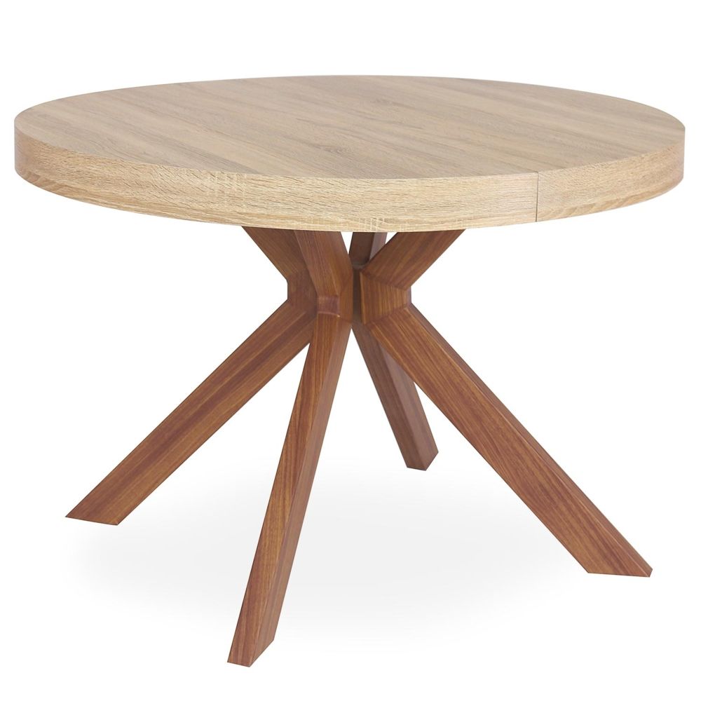 MENZZO - Table ronde extensible Myriade Sonoma - Tables à manger