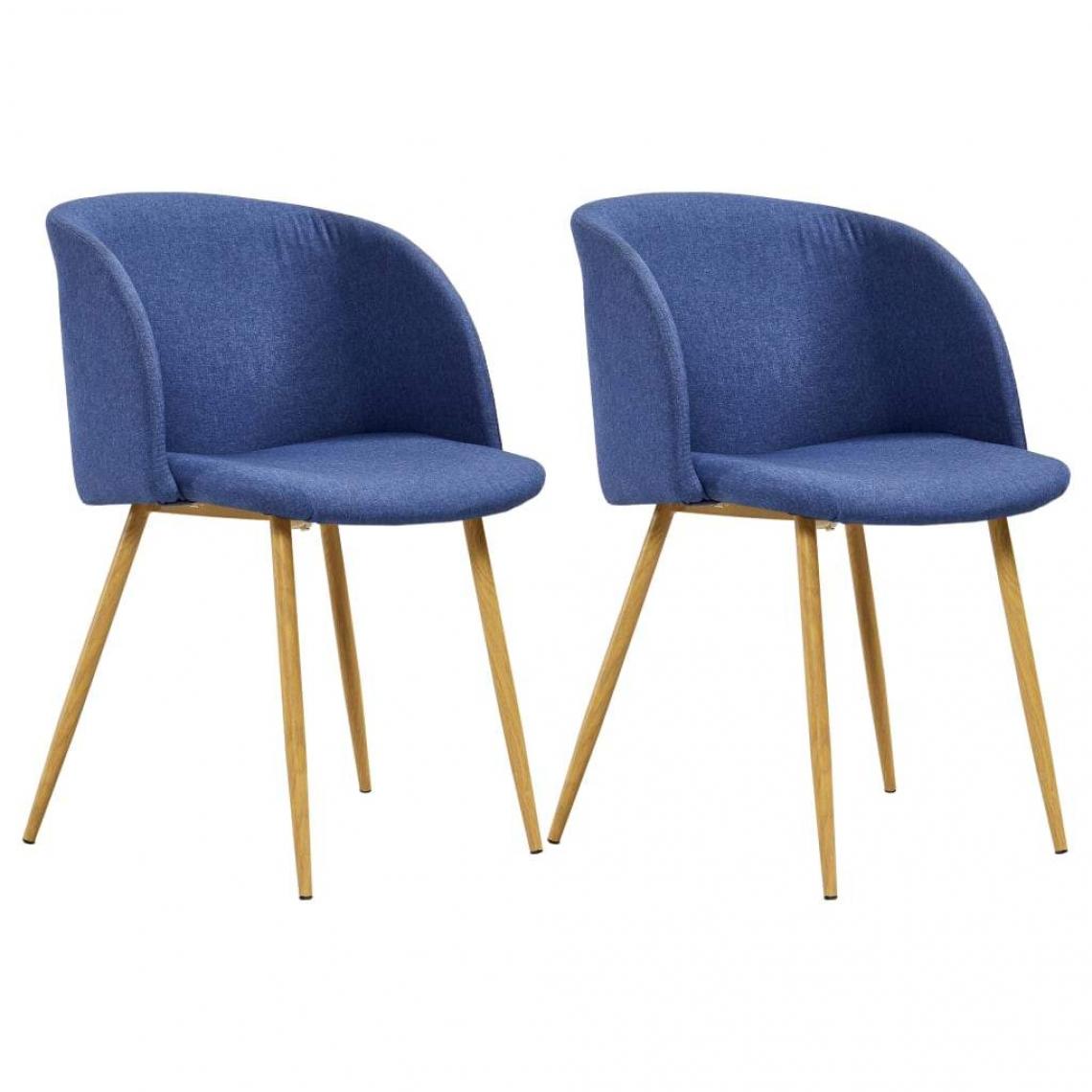 Decoshop26 - Lot de 2 chaises de salle à manger cuisine design moderne tissu bleu CDS020242 - Chaises