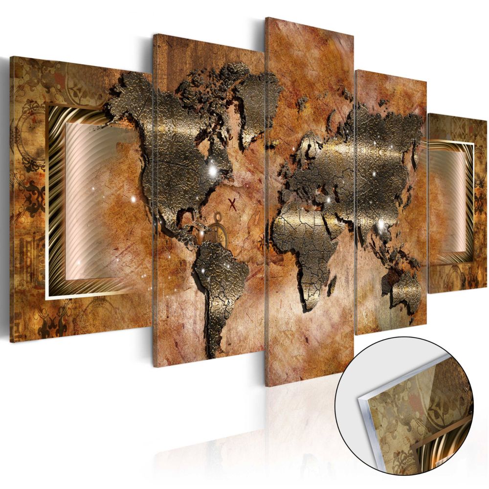 Bimago - Tableau sur verre acrylique - Steel Map [Glass] - Décoration, image, art | - Tableaux, peintures