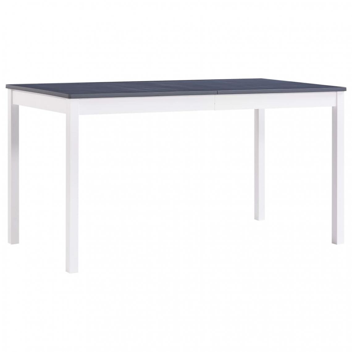Chunhelife - Table de salle à manger Blanc et gris 140 x 70 x 73 cm Pin - Tables à manger
