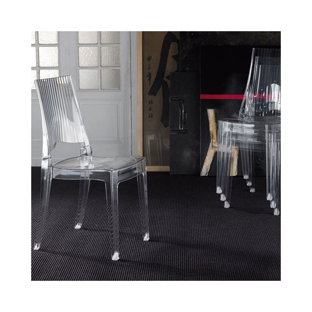 Happymobili - Chaise transparente empilable design ADELAIDE (lot de 4) - Chaises