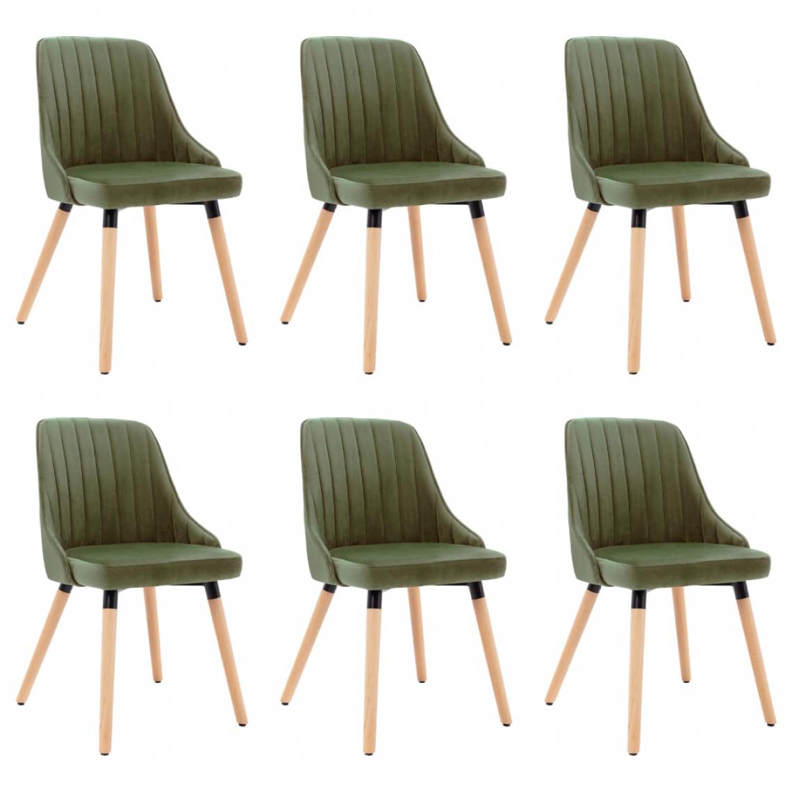 Icaverne - Magnifique Fauteuils et chaises collection Brazzaville Chaises de salle à manger 6 pcs Vert clair Velours - Chaises
