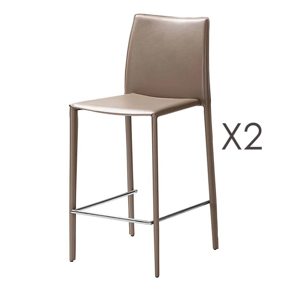 marque generique - Lot de 2 chaises de bar en cuir recyclé coloris sable - BORA BORA - Chaises