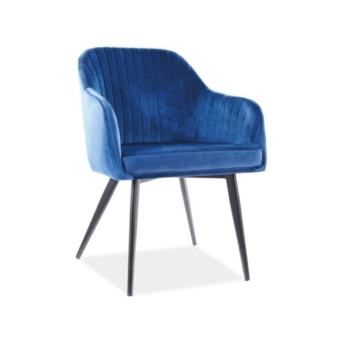 Signal - CHAISE ELINA VELOURS NOIR STELAGE / NAVY TAP 91 - Chaises
