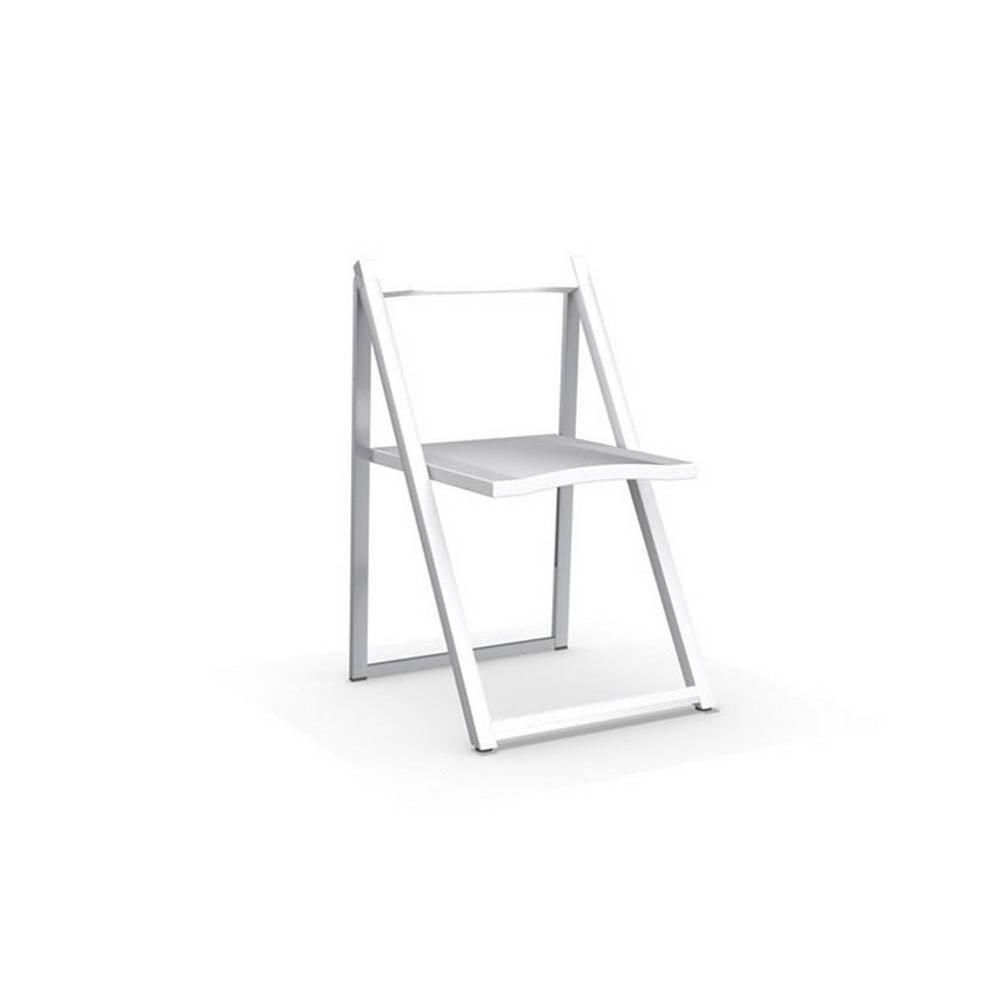 Inside 75 - Chaise pliante SKIP blanche et aluminium satiné - Chaises