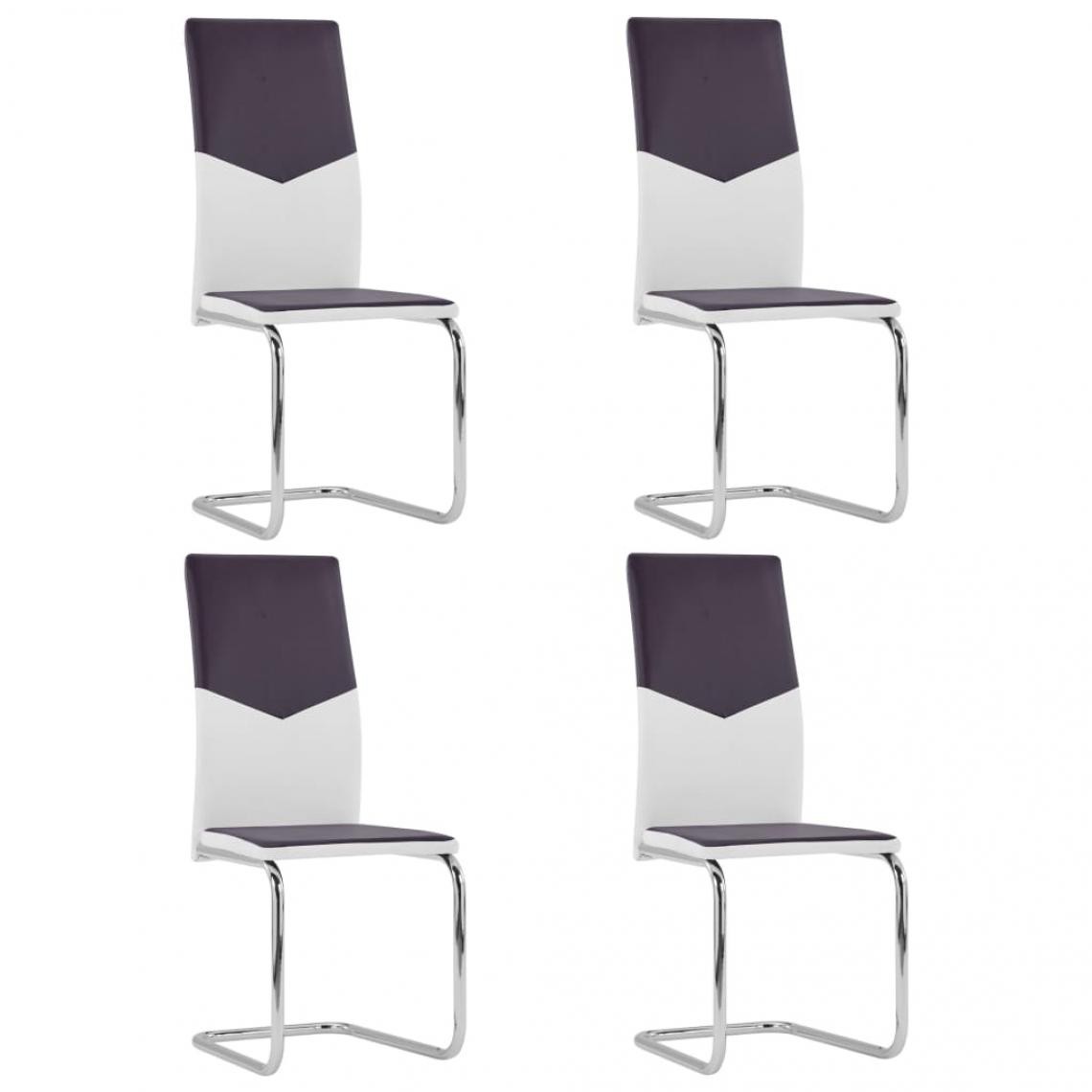 Decoshop26 - Lot de 4 chaises de salle à manger cuisine cantilever design moderne similicuir marron CDS021407 - Chaises