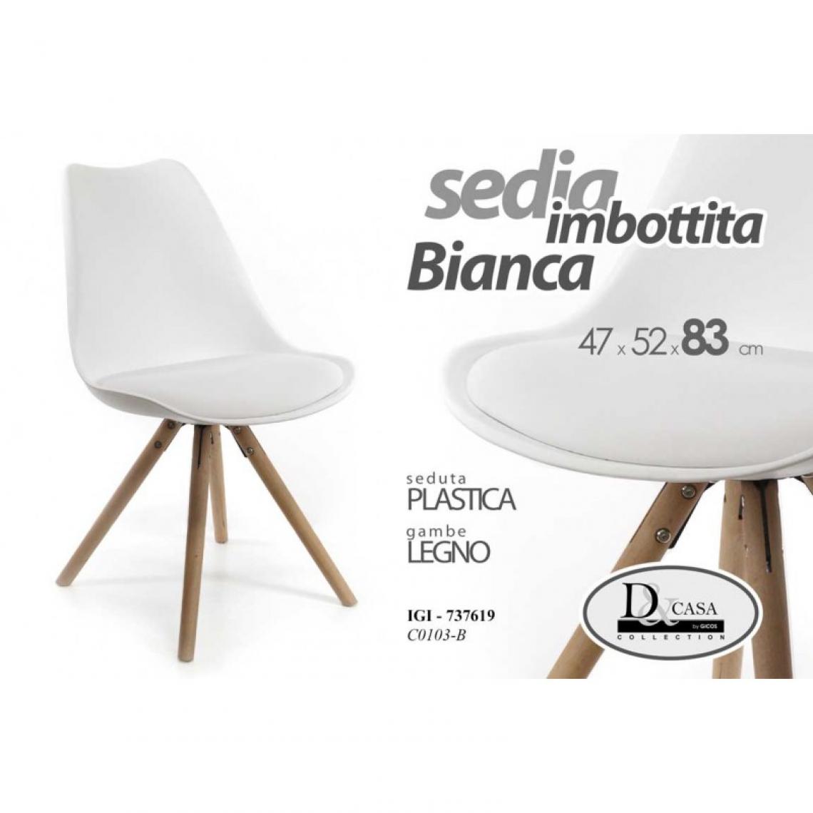 Webmarketpoint - Chaise de bureau à domicile en plastique et bois blanc cm 47 x 52 x 83 h - Chaises