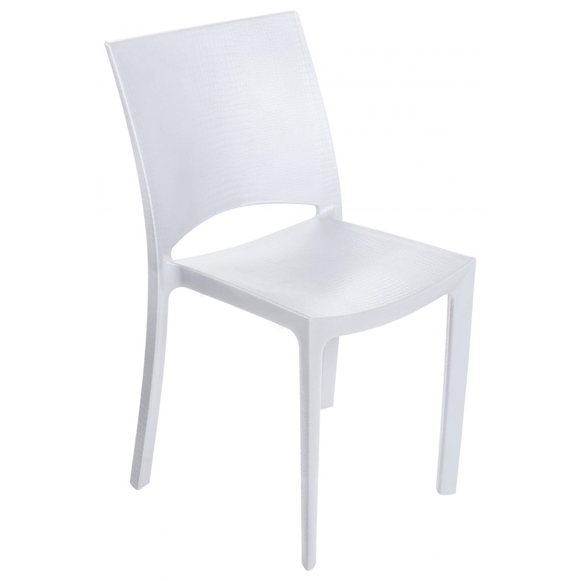 3S. x Home - Chaise Design Blanche Effet Croco ARLEQUIN - Chaises