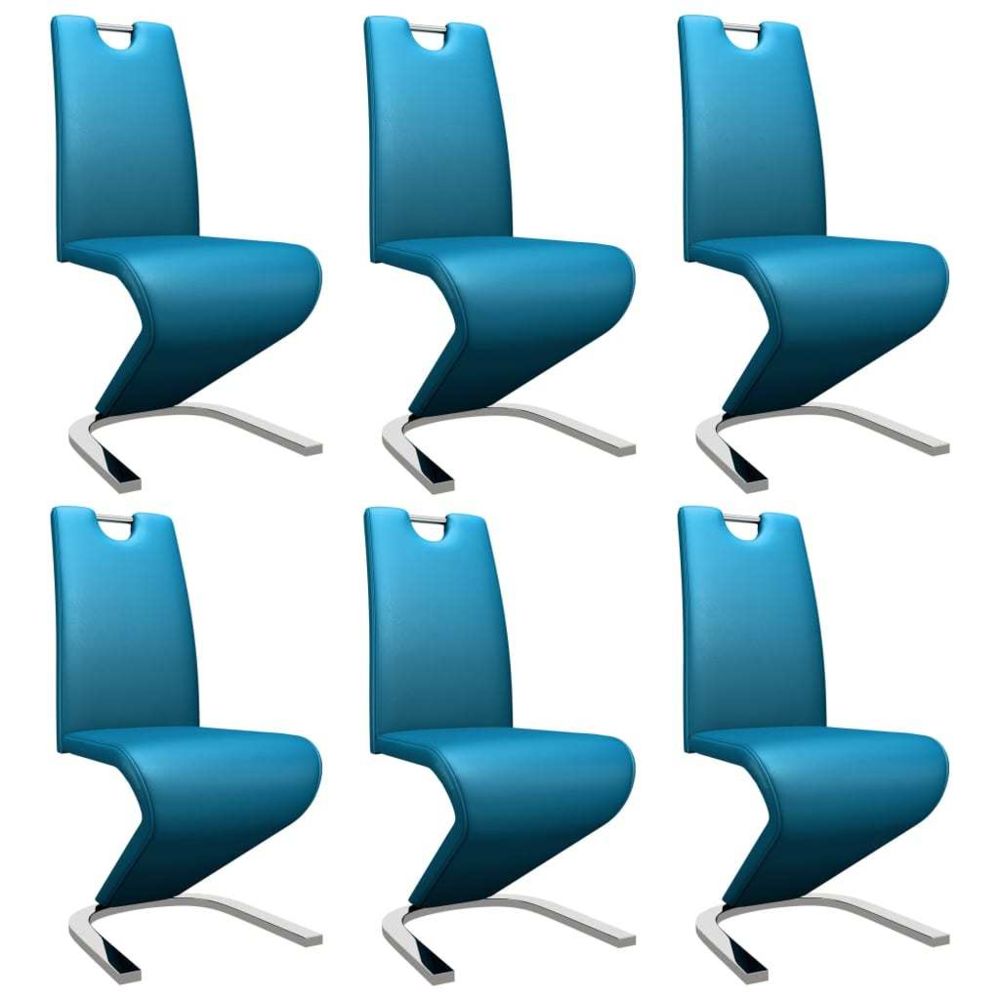 Vidaxl - vidaXL Chaises à dîner avec forme de zigzag 6 pcs Bleu Similicuir - Chaises