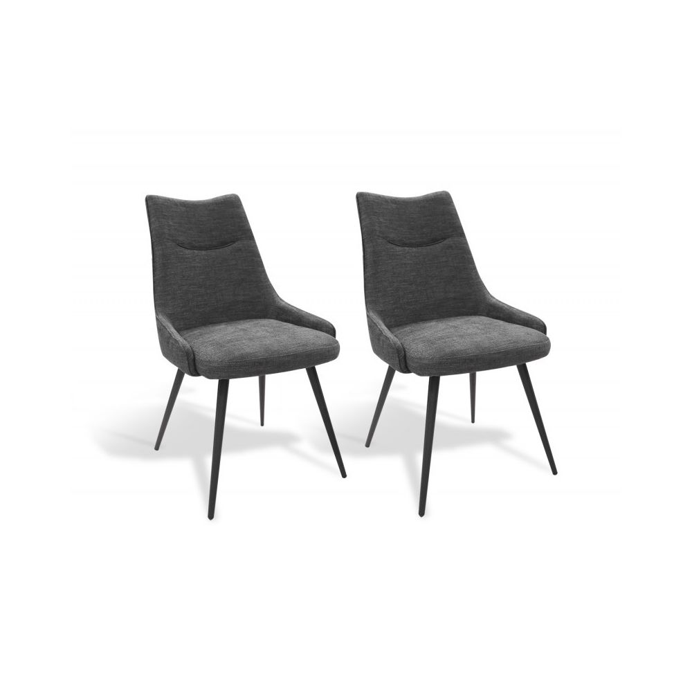 Meubletmoi - Lot de 2 chaises tissu gris - OLBIA - Chaises