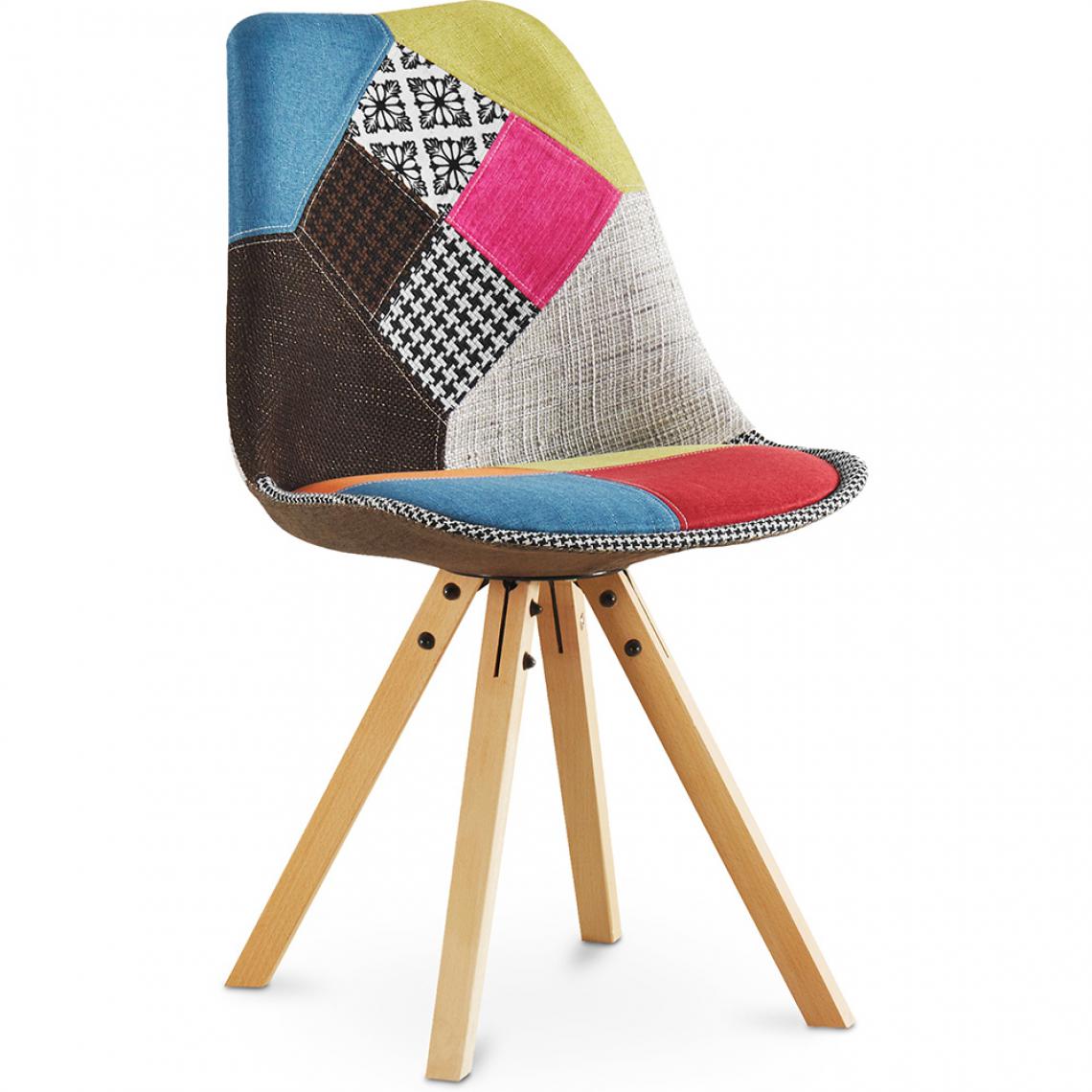 Iconik Interior - Chaise à manger Deswick design scandi rétro - multicolore premium - Patchwork Simona - Chaises