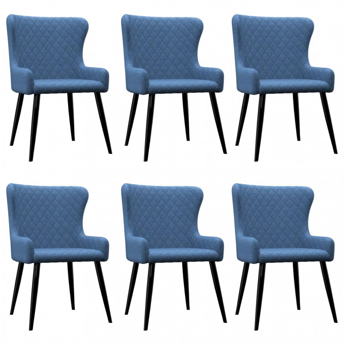 Chunhelife - Chaises de salle à manger 6 pcs Bleu Tissu - Chaises