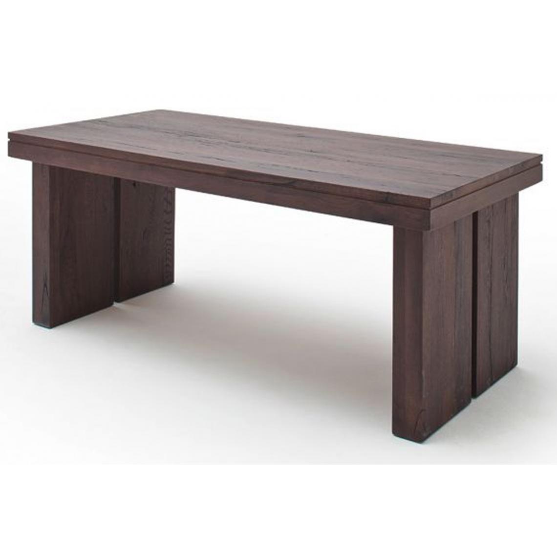 Pegane - Table à manger rectangulaire en chêne massif patiné laqué mat - L.180 x H.76 x P.90 cm - Tables à manger