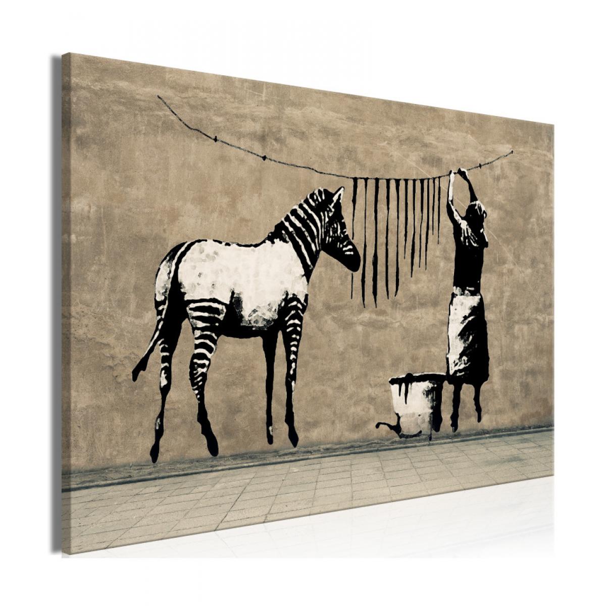 Artgeist - Tableau - Banksy: Washing Zebra on Concrete (1 Part) Wide 120x80 - Tableaux, peintures