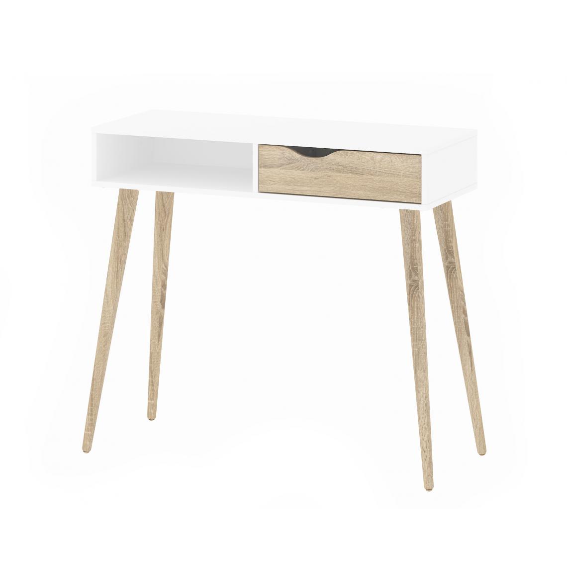 Alter - Table console avec un tiroir et un compartiment ouvert, coloris blanc et chêne, 103 x 89 x 43 cm - Tables à manger